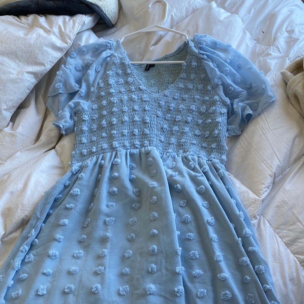 Light blue cute summer dress with details